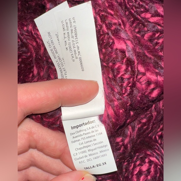 DEX Chunky Knit Sweater In Berry Melange, Size 3X - Picture 9 of 16